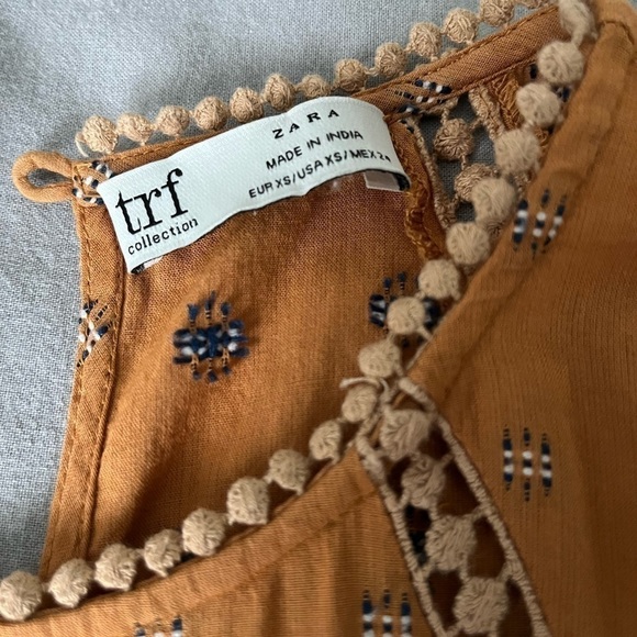 Zara Mustard Embroidered midi dress, size XSmall. - Picture 3 of 6